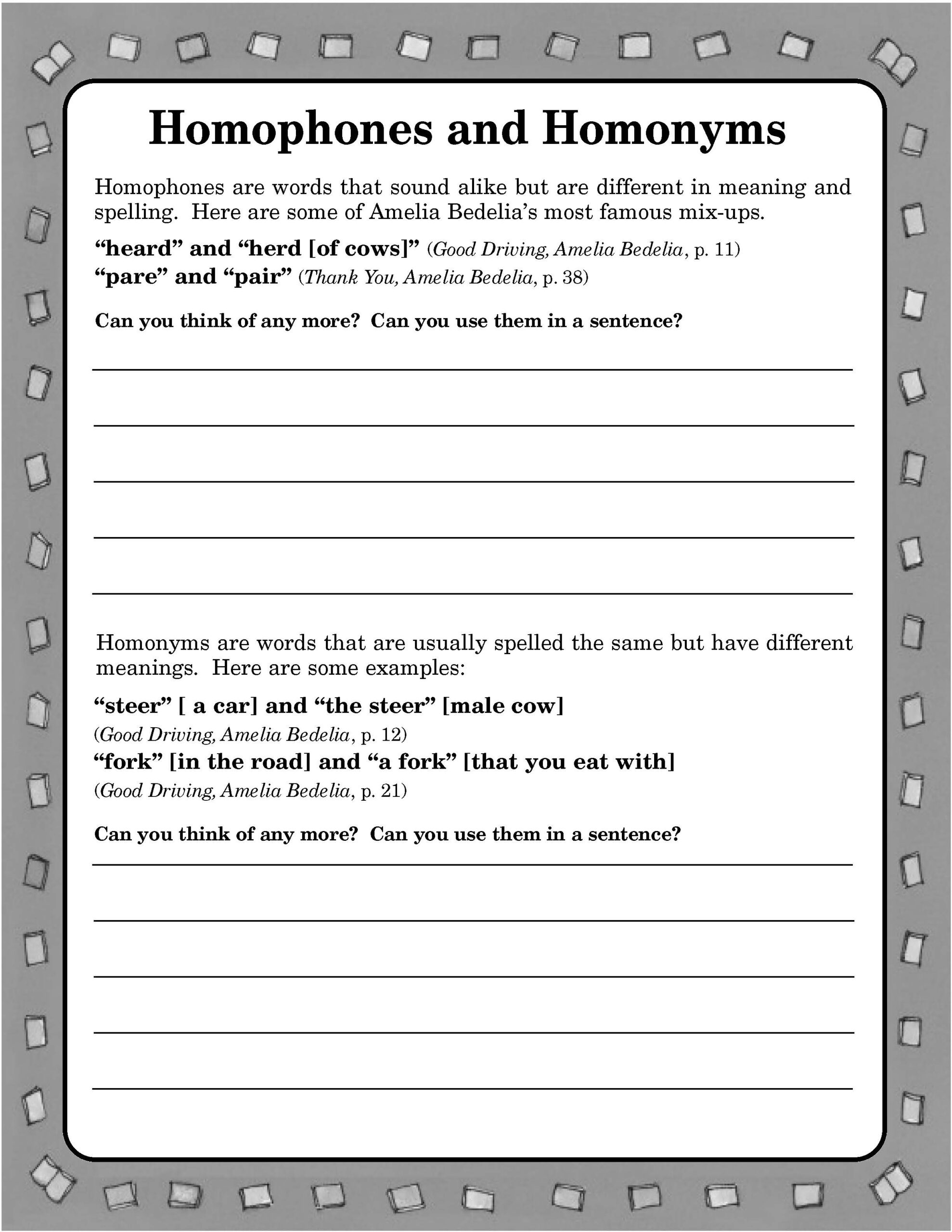 Homophones & Homonyms Activity